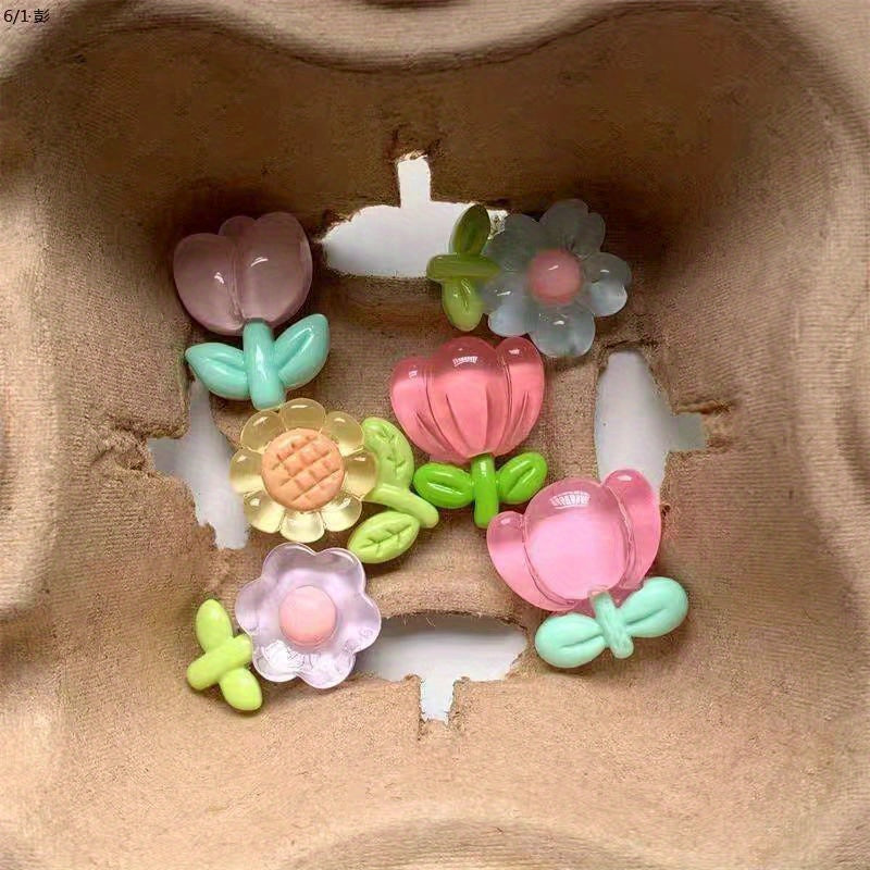 Cute Tulip & Sunflower Refrigerator Magnets Set of 6 - Decorative Floral Fridge Magnets for Kitchen, Office, Whiteboard and Dishwasher - Fun Home Decor Gift for Women
