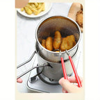 Mini 304 Stainless Steel Deep Fryer with Filter Net – Oil-Saving Small Frying Pot for French Fries, Chicken Wings & More | Induction Compatible & Dishwasher Safe