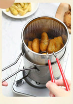 Mini 304 Stainless Steel Deep Fryer with Filter Net – Oil-Saving Small Frying Pot for French Fries, Chicken Wings & More | Induction Compatible & Dishwasher Safe