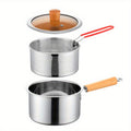 Stainless Steel Cookware Set 5-Piece with Frying Basket & Glass Lid – Non-Stick Frying Pan, Deep Fryer, Pasta Pot, Milk Saucepan & Food Steamer | Induction & Gas Compatible