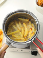 Stainless Steel Cookware Set 5-Piece with Frying Basket & Glass Lid – Non-Stick Frying Pan, Deep Fryer, Pasta Pot, Milk Saucepan & Food Steamer | Induction & Gas Compatible