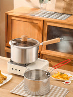 Stainless Steel Cookware Set 5-Piece with Frying Basket & Glass Lid – Non-Stick Frying Pan, Deep Fryer, Pasta Pot, Milk Saucepan & Food Steamer | Induction & Gas Compatible
