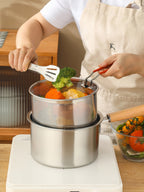 Stainless Steel Cookware Set 5-Piece with Frying Basket & Glass Lid – Non-Stick Frying Pan, Deep Fryer, Pasta Pot, Milk Saucepan & Food Steamer | Induction & Gas Compatible