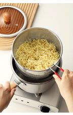 Stainless Steel Cookware Set 5-Piece with Frying Basket & Glass Lid – Non-Stick Frying Pan, Deep Fryer, Pasta Pot, Milk Saucepan & Food Steamer | Induction & Gas Compatible