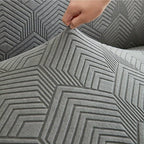 Jacquard Fleece Sofa Slipcover with Ruffle Skirt High Stretch Full Coverage Non-Slip Machine Washable Pet-Friendly Couch Cover 1 2 3 4 Seater Living Room Bedroom Office Grey