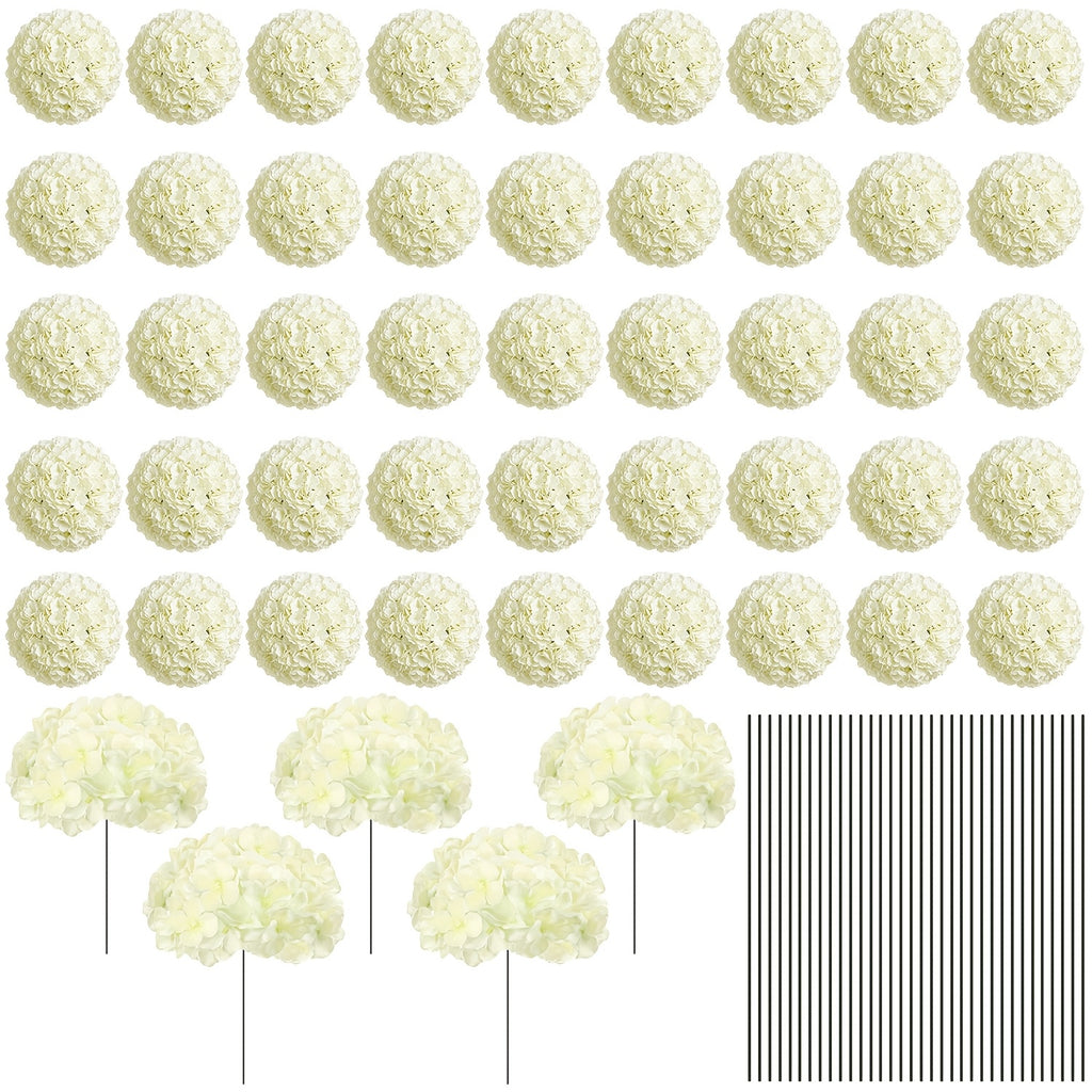 Bulk Artificial Hydrangea Flower Heads 72pcs with Stems - Faux Hydrangea Flowers for Home, Wedding & Party Decorations, Floral Arrangements & Centerpieces