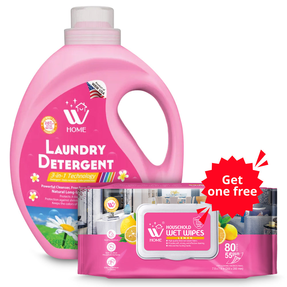 WBM Laundry Detergent HE Ultra Concentrate 67.6 fl oz – 64 Loads, Long-Lasting Fragrance, Dye-Free, Gentle on Sensitive Skin, Compatible with All Washing Machines