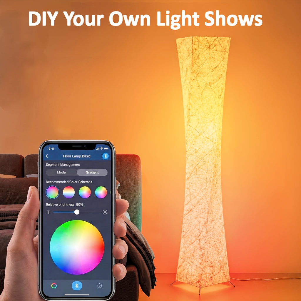 Smart RGB LED Floor Lamp with Music Sync App & Remote Control Dimmable Color Changing Standing Light for Living Room Bedroom Office