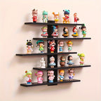 5-Tier Floating Wall Shelves Adjustable Display Rack – Modern Fiberboard Collectible Shelf for Action Figures, Building Blocks, Dolls & Statues, Decorative Storage Unit for Home & Office