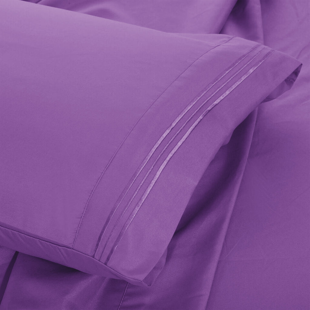 Brushed Microfiber Bed Sheet Set 6 Piece with Embroidered Pillowcases - Hotel Luxury Deep Pocket 16 Inch, Soft Breathable All Season, 24 Colors, Twin Twin XL Full Queen King Cal King