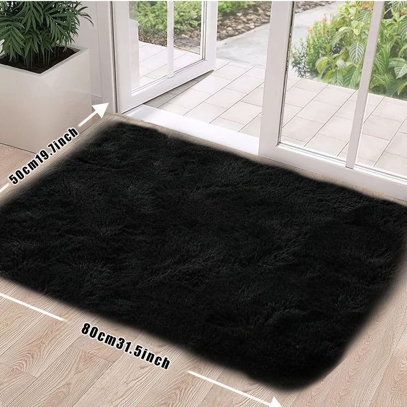 Tie-Dye Plush Mat Soft Absorbent Non-Slip Machine Washable Floor Mat for Living Room Bedroom Bathroom Dark Gray Black Light Gray Pink