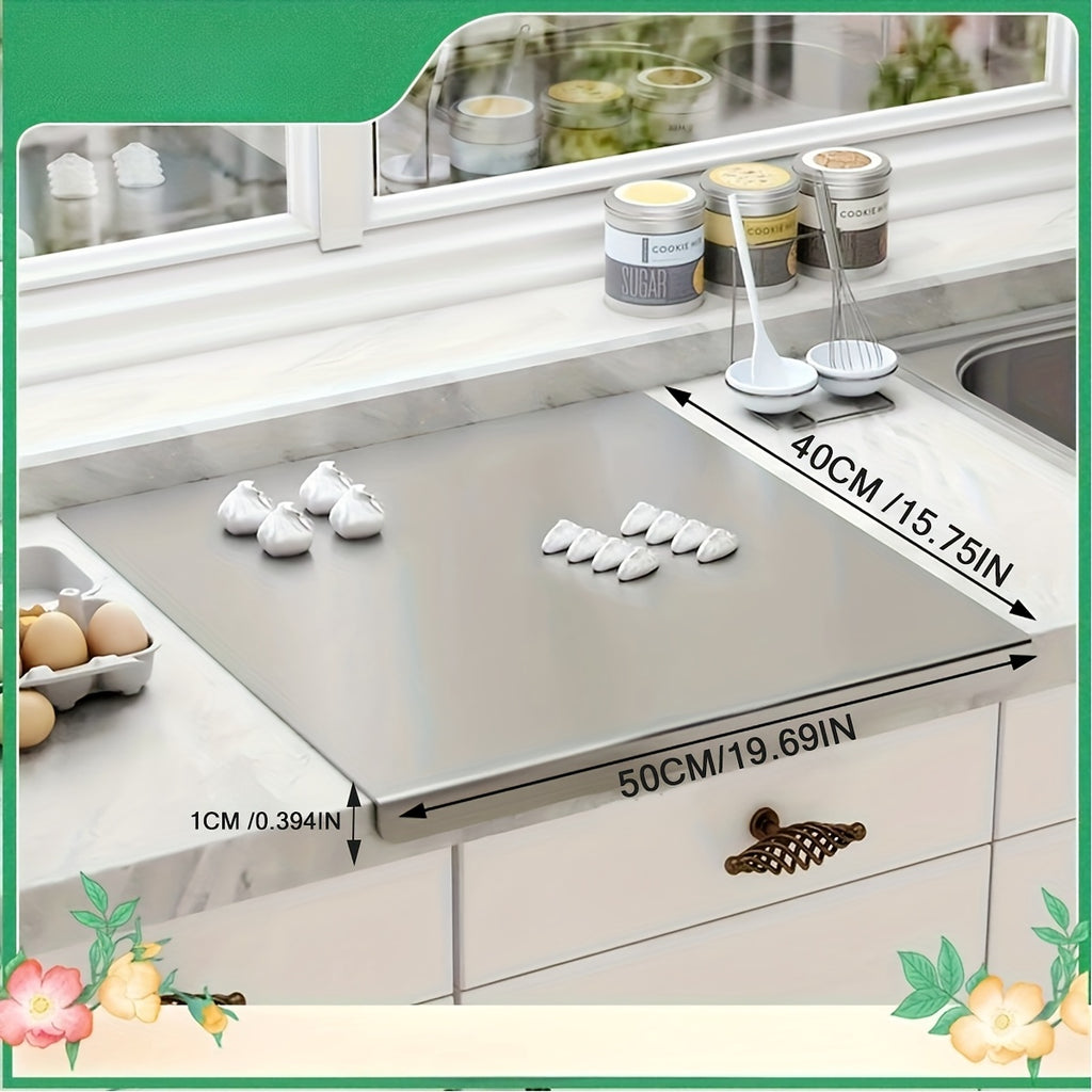 Stainless Steel Cutting Board Butcher Block 19.69x15.75 Inch Large Non-Slip Kitchen Chopping Board Rolling Prep Board