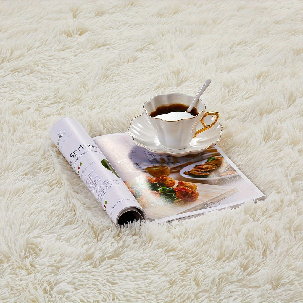 Fluffy Shag Area Rug for Living Room & Bedroom – Soft Non-Slip Plush White Carpet, Cozy Modern Indoor Shaggy Floor Mat, 4x6 5x7 6x9 8x10 ft Large Home Decor Rug