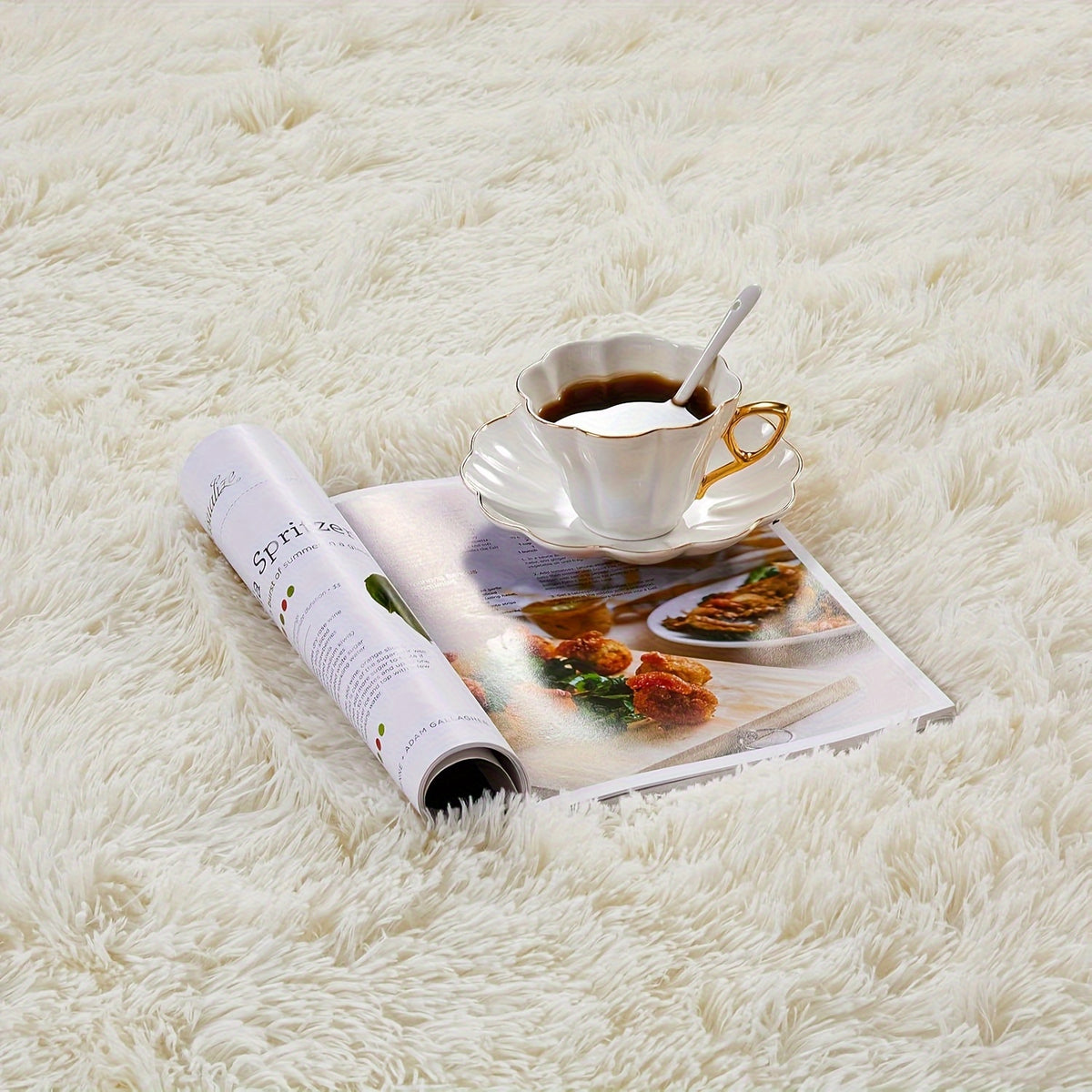 Fluffy Shag Area Rug for Living Room & Bedroom – Soft Non-Slip Plush White Carpet, Cozy Modern Indoor Shaggy Floor Mat, 4x6 5x7 6x9 8x10 ft Large Home Decor Rug