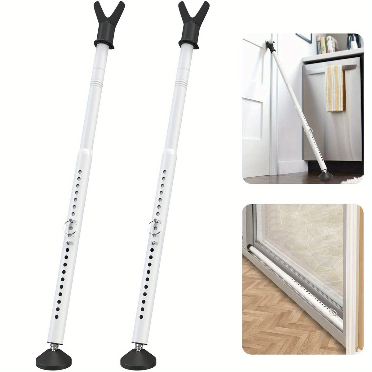 Door Security Bar Adjustable 20-52 Inch Heavy Duty Door Barricade Bar – Anti-Theft Door Jammer Stopper for Front Door, Bedroom, Apartment, Hotel Room, Window & Sliding Patio Door Security