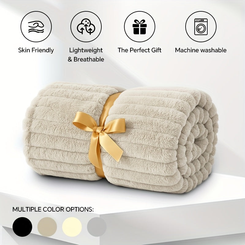 Soft Plush Throw Blanket – Thick Warm Fuzzy Cozy Blanket for Couch, Bed, Office & Travel | 4 Sizes, 4 Colors | Great for Gifts & Room Decor