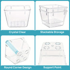 60-Piece Drawer Divider Organizer Set 4 Sizes Clear Plastic Storage Bins for Desk Office Drawer Kitchen Bathroom – Versatile Tray Organizers for Home Office Craft Supply Organization