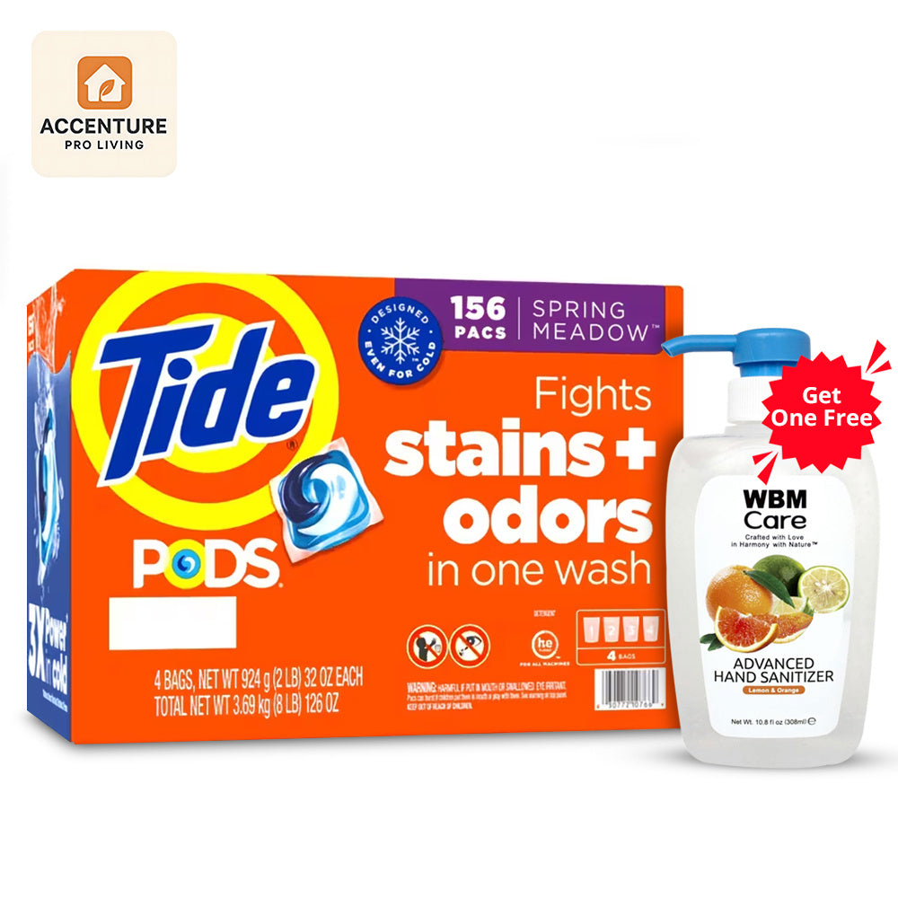 Laundry Detergent Pods Spring Meadow Scent 39ct or 78ct Deep Clean HE Compatible Dissolving Pods for All Washers Hot Cold Water + Free Hand Sanitizer