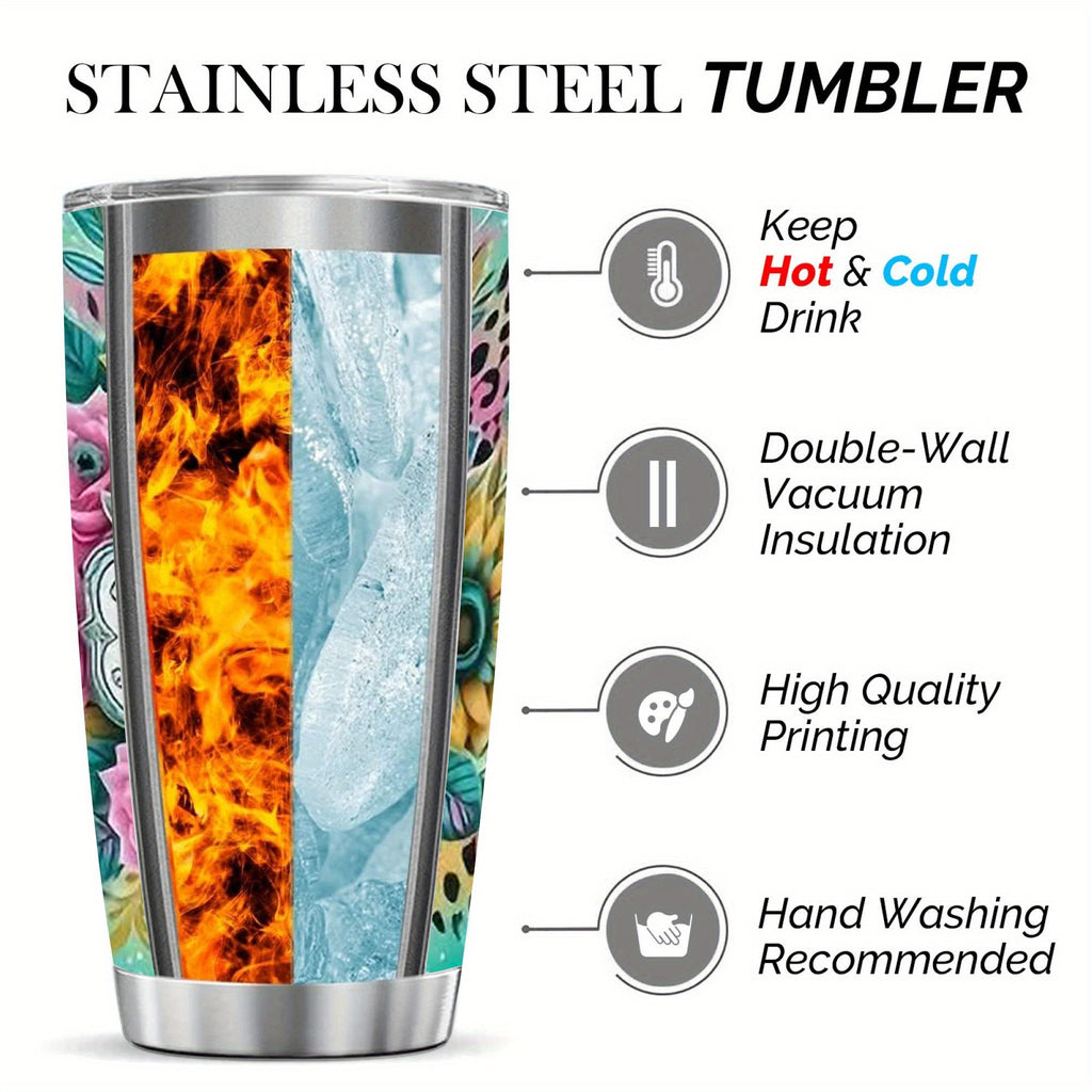 One Nana Tumbler Stainless Steel 20oz - Petal Floral Design Insulated Cup with Lid, Double Wall Vacuum Travel Mug for Hot & Cold Drinks, Gift for Mom Grandma Sister Office Camping