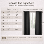 Blackout Curtains 4-Panel Grommet Top 100% Room Darkening Thermal Insulated Drapes | Noise Reducing Light Blocking Window Curtains for Bedroom Living Room, Black Gray Wine Red Dark Green