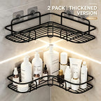 Corner Shower Shelf Wall Mounted Stainless Steel Bathroom Organizer, Multi-Compartment Caddy for Shampoo Conditioner Cosmetics, Anti-Rust Space-Saving Design, Black or White, Modern Shower Storage