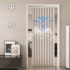 Heavyweight Polyester Door Curtain Panel – No-Drill Sliding Room Divider Screen with Folding Track for Living Room, Bedroom & Doorway, Machine Washable