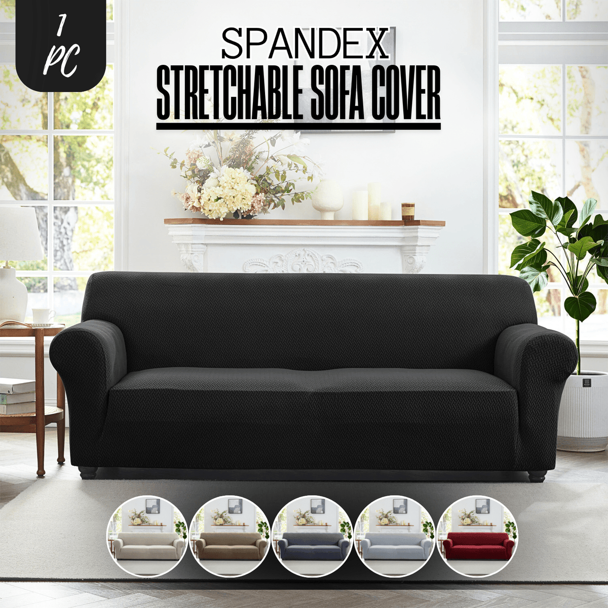 Elastic Spandex Sofa Cover Stretch Couch Protector 360° Full Coverage, Cat Scratch Resistant, Dust-Proof & Machine Washable for 1, 2, 3 Seater & Sectional Sofas – All-Season Fit