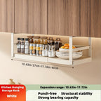 Expandable Cabinet Shelf Organizer Riser – Adjustable Height Kitchen Storage Rack for Pantry, Cupboard, Under Sink & Countertop | Heavy Duty Metal | Space Saver Stackable Shelf | Black & White
