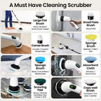 9-in-1 USB Rechargeable Electric Rotating Cleaning Brush – 8 Brush Heads + Gap Brush, 2-Hour Runtime, Telescopic Handle for Bathtub, Tile, Floor & Car