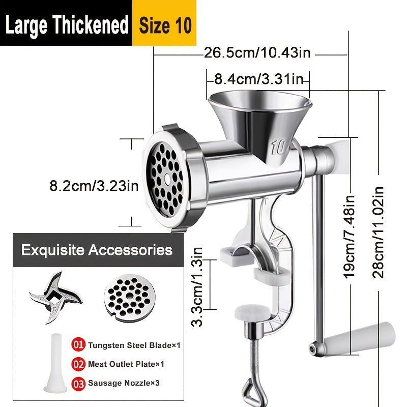 Manual Meat Grinder with Table Clamp – Heavy-Duty Stainless Steel Hand Crank Food Processor for Grinding Meat, Vegetables & Spices – No Electricity Required, Easy to Clean Kitchen Tool