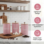 Airtight Coffee Canisters Set of 3 with CO2 Valve - Stainless Steel Coffee Container with Bamboo Lid, Espresso Bean & Ground Coffee Storage, Kitchen Barista Organizer Canisters