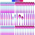 60-Piece Rainbow Titanium Flatware Set for 12 – Mirror Polished 304 Stainless Steel Cutlery with Knives, Forks & Spoons – Dishwasher Safe, Vibrant Colors – Gift for Thanksgiving & Christmas