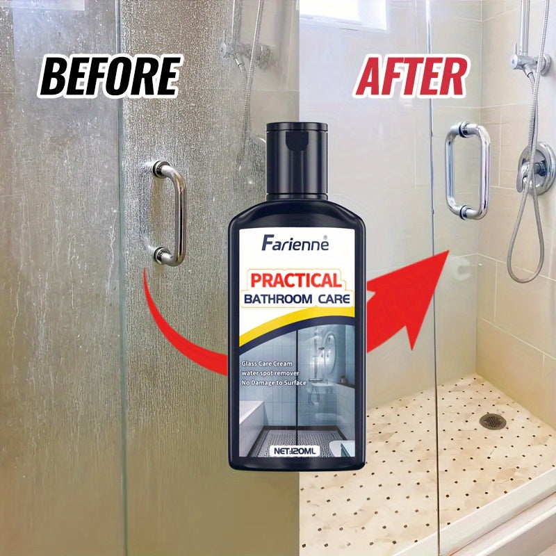 Glass & Tile Restoration Paste 120G Hard Water Stain Remover for Shower Doors Tiles Metal Surfaces Streak-Free Finish + Free Sponge Included
