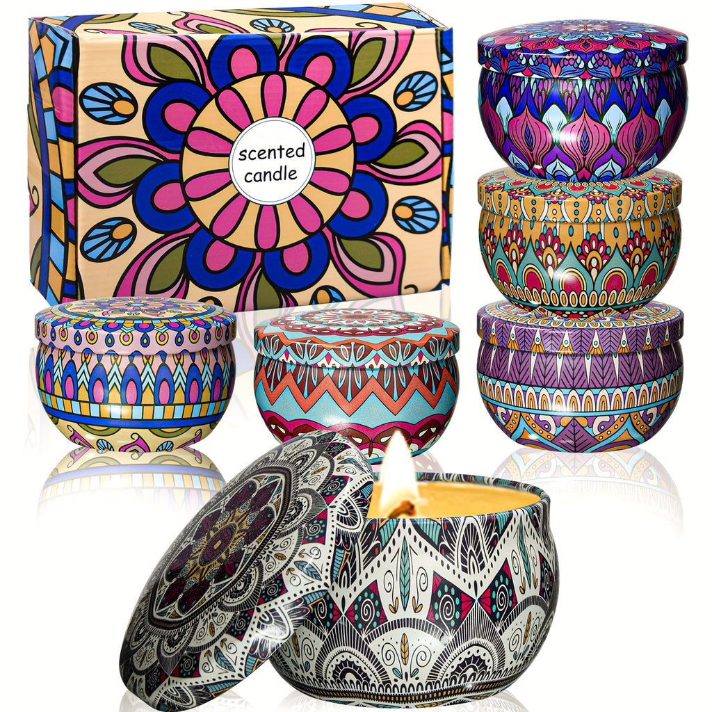 Scented Candles Gift Set 6 Pack – Soy & Vegan Wax Travel Candles in Rose, Orange, Jasmine, Lemon, Sage & Lavender – Aromatherapy Home Decor Candles for Yoga, Meditation, Birthday, Mother's Day & Valentine's Day