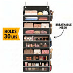 5-Shelf Over Door Hanging Organizer Non-Woven – No Drill Wall & Door Mount Storage Bag with Shelf Baskets for Bedroom, Bathroom & Closet