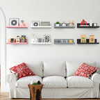 Floating Shelves Set of 4 Wall Mounted Shelves – Picture Ledge Display Shelf for Living Room, Bedroom, Bathroom, Kitchen & Home Office – Decorative Wall Shelves in White, Black, Grey & Pink