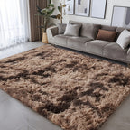Velvet Shag Area Rug with Non-Slip Backing – Super Soft Plush Indoor Carpet for Living Room, Bedroom & Kitchen, Tie-Dye & Solid Colors, 5 Sizes