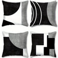 Geometric Pillow Covers 4 Pack 18x18 Black White Mid-Century Modern Abstract Decorative Cushion Covers Zipper Machine Washable for Sofa Bedroom Living Room