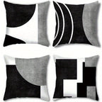 Geometric Pillow Covers 4 Pack 18x18 Black White Mid-Century Modern Abstract Decorative Cushion Covers Zipper Machine Washable for Sofa Bedroom Living Room