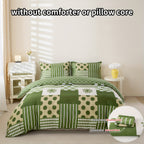 Green Geometric Duvet Cover Set 3 Piece Soft Microfiber with 2 Pillowcases Multiple Sizes Bedroom Decor Comforter Not Included