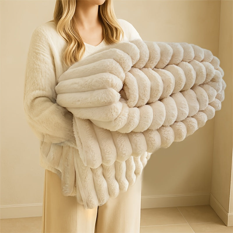 Soft Plush Throw Blanket – Thick Warm Fuzzy Cozy Blanket for Couch, Bed, Office & Travel | 4 Sizes, 4 Colors | Great for Gifts & Room Decor