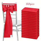 50pcs Satin Chair Sashes Bow Ribbons for Wedding Reception Banquet Restaurant Party Hotel Event Decoration – Universal Chair Belt Streamer 7 x 108 Inches