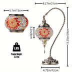 Turkish Mosaic Table Lamp Moroccan Style Handmade Swan Neck Mosaic Glass Bedside Lamp with Metal Base - 3 Color Modes Dimmable LED Bulb Included - Bedroom Living Room Decor Gift