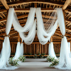 White Chiffon Draping Fabric Roll 32.8Ft - Sheer Arch Curtain for Wedding Ceremony Backdrop, Reception Decor, Bridal Shower, Birthday Party, Lightweight Nylon Drape 39" Wide