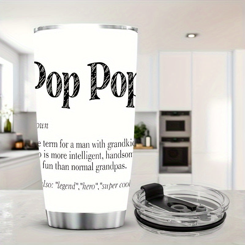 20oz Stainless Steel Travel Mug – Vacuum Insulated Double Wall, Pop-Up Lid, Hot & Cold Drinks, Perfect Gift for Grandpa & Grandfather