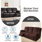 3-Seater Recliner Cover - Plush High Stretch Wear-Resistant Machine Washable Easy Clean Sofa Protector for Living Room and Bedroom
