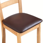 Waterproof Faux Leather Dining Chair Seat Covers 4/6 Pack – Stretch PU Fabric Removable Washable Chair Cushion Slipcovers for Dining Room Kitchen Hotel Home Decor, Hook & Loop Closure