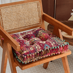 Moroccan Boho Meditation Floor Cushion Pad Thick Soft 100 Percent Linen Cover Bohemian Style for Living Room Bedroom Dining Room Office