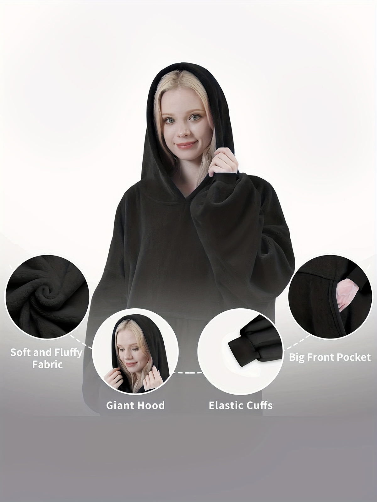 Wearable Blanket Hoodie – Oversized Giant Flannel Hooded Blanket Jacket for Women & Men | Ultra Soft, Warm, with Pocket | 5 Colors