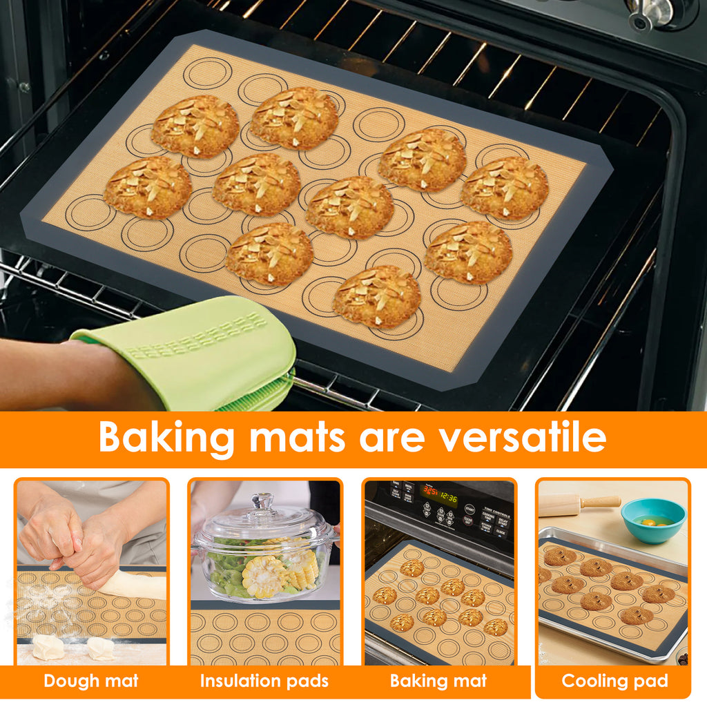 Silicone Macaron Baking Mat Set of 4 - Non-Stick Reusable Oven Liner & Pastry Mat, Heat Resistant -40°C to 250°C, Dishwasher Safe, 16.6x11.6 Inch for Cookies, Macarons & Pastries